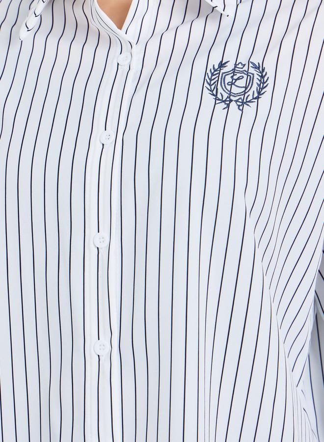 Styli Women Striped Embroidered Oversized Shirt - Image 3